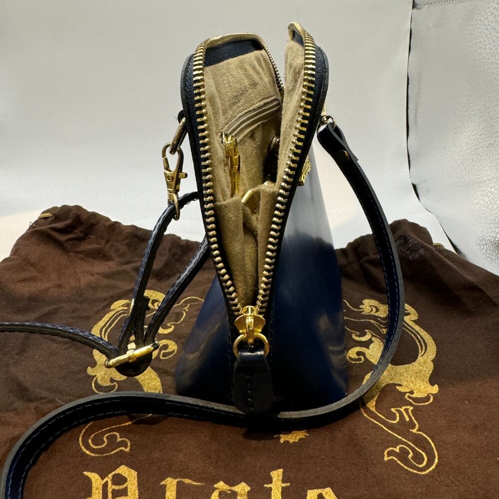 Pratesi Firenze Leather Handbag Crossbody RIch Navy Blue *Brand NEW with tags - Picture 3 of 6